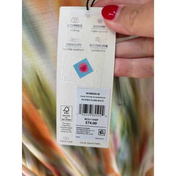 CALIA Women's Filtered Flora Multi Tissue Texture 1/4 Zip Golf Pullover Size M - Picture 7 of 7